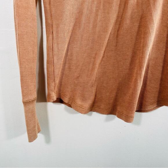 Aerie American Eagle Tan Orange Thin Waffle Knit Long Sleeve Thermal Top Small - Picture 7 of 8